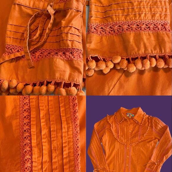 Rosalita Mcgee tangerine Embellished Dream blouse RARE - Picture 4 of 4